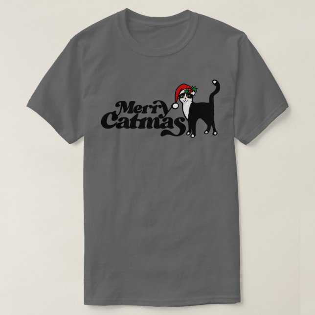 Fröhliche Weihnachtskätzchen Meow T-Shirt (Design vorne)