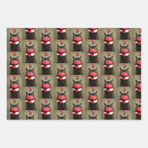 Fröhliche Weihnachtskatze im Gesicht Maske unter M Geschenkpapier Set