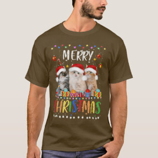 Fröhliche Weihnachtskatzer Weihnachtsmannmütze Wei T-Shirt