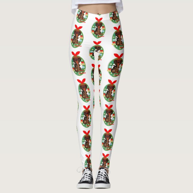 fröhliche Weihnachtskobra-Schlange Leggings (Vorderseite)