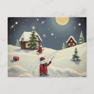 Fröhliche Weihnachtslandschaftskarte  Postkarte
