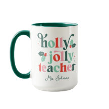Fröhliche Weihnachtslehrer-Retro-Feiertags-Tasse