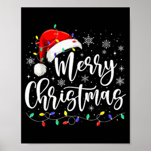 Fröhliche Weihnachtslichter Rote Santa Hut Xmas Fa Poster