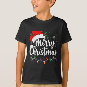 Fröhliche Weihnachtslichter Rote Santa-Mütze Weihn T-Shirt