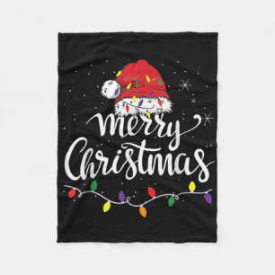 Fröhliche Weihnachtslichter Rote Santa-Mütze Xmas- Fleecedecke