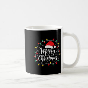 Fröhliche Weihnachtslichter Rote Santa-Mütze Xmas- Kaffeetasse