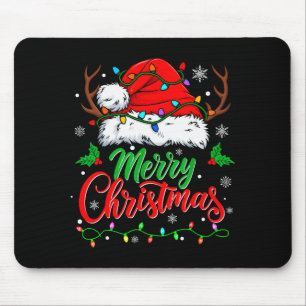 Fröhliche Weihnachtslichter Rote Santa-Mütze Xmas- Mousepad