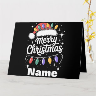 Fröhliche Weihnachtslichter Santa Hut Personalisie Karte