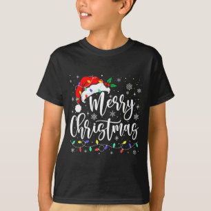 Fröhliche Weihnachtslichter Santa Hut Weihnachten T-Shirt