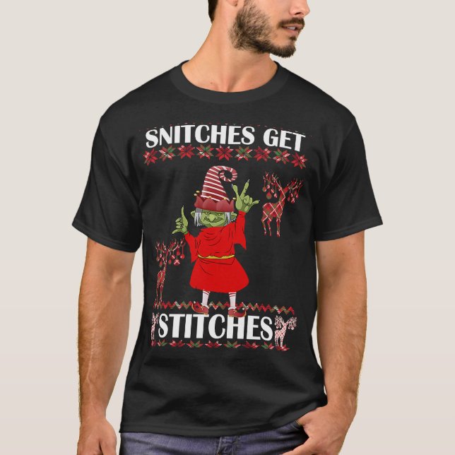 Fröhliche Weihnachtslieder erhalten Stitches Elf U T-Shirt (Vorderseite)