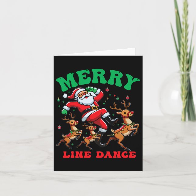 Fröhliche Weihnachtslieder Tanz-Linie tanzen Santa Karte (Vorderseite)