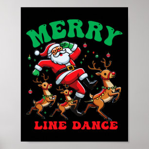 Fröhliche Weihnachtslieder Tanz-Linie tanzen Santa Poster