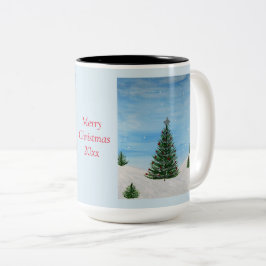 Fröhliche Weihnachtsmalerei Personalisierte Kaffee Zweifarbige Tasse