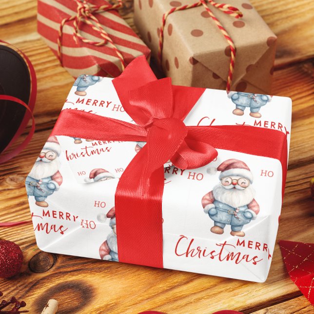 Fröhliche Weihnachtsmann Ho Ho Ho Frohe Weihnachte Geschenkpapier (Von Creator hochgeladen)