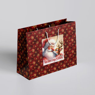 Fröhliche Weihnachtsmann-Rudolph-Geschenktasche Große Geschenktüte