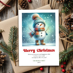 Fröhliche Weihnachtsmann-Schneemann-Wasserfarbenka Feiertagskarte