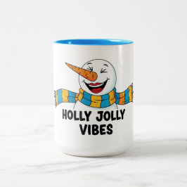 Fröhliche Weihnachtsmann-Schneemann Zweifarbige Tasse