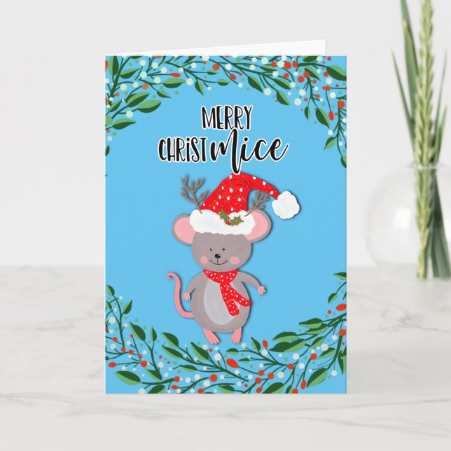 fröhliche Weihnachtsmäuse witzige Weihnachtsfeiern Karte (Vorderseite)