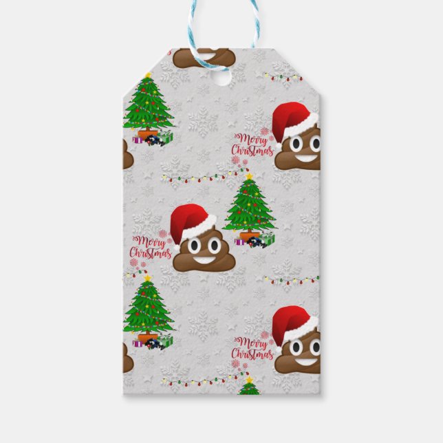 fröhliche Weihnachtspoo emoji Geschenkanhänger (Vorderseite)