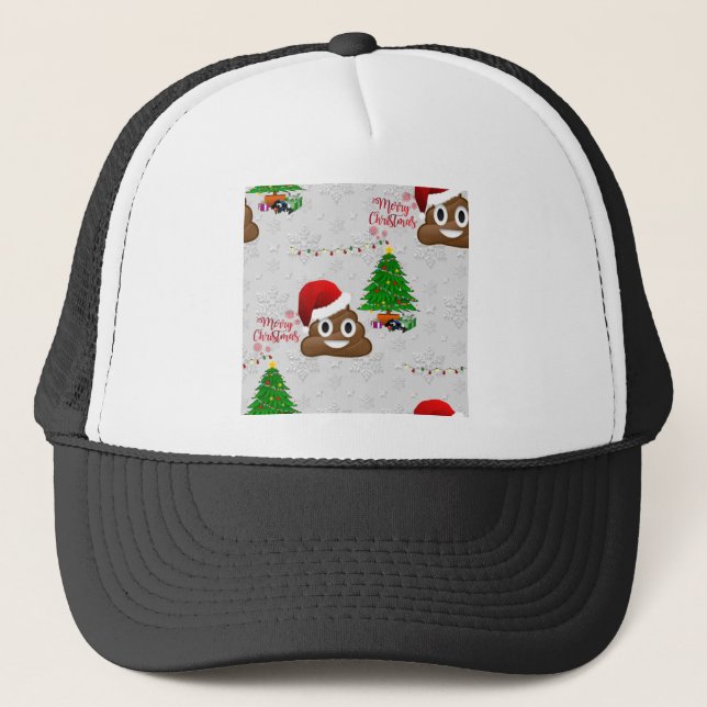 fröhliche Weihnachtspoo emoji Truckerkappe (Vorderseite)