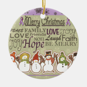 Fröhliche WeihnachtsSchneemänner Keramikornament