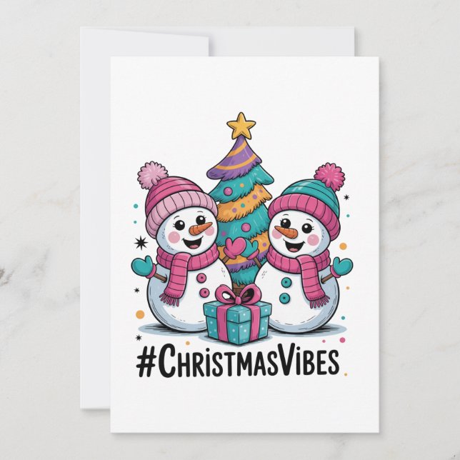 Fröhliche Weihnachtsstimmung Feiertagskarte (Vorderseite)