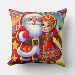 Fröhliche Weihnachtsszene mit Santa Kissen