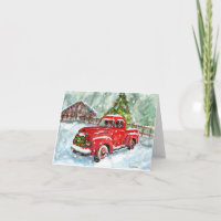 Fröhliche Weihnachtswelpen, die roten LKW fahren