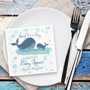 Fröhliche Whale Ahoy Es ist ein Junge Baby Shower  Serviette