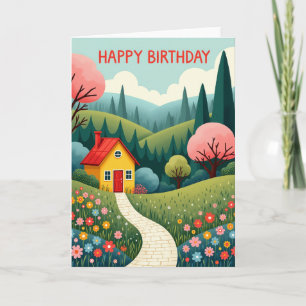 Fröhliche Whimsical-Haus-Karte Karte
