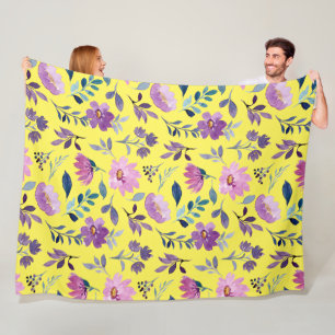 Fröhliche Wildblume Muster Sommer hell gelb Fleecedecke