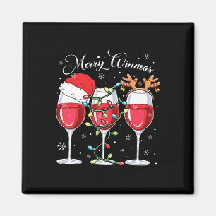 Fröhliche Winemas Lustiger Weihnachten Weinliebhab Magnet