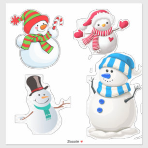 Fröhliche Winter-Schneemann-Kollektion Aufkleber