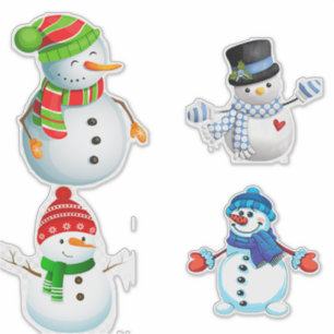 Fröhliche Winter-Schneemann-Kollektion Aufkleber