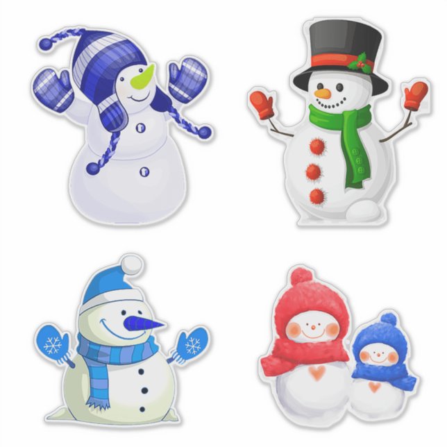 Fröhliche Winter Schneemann Sammlung Aufkleber (Vorderseite)