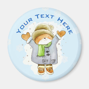 Fröhliche Winterkatze Magnet