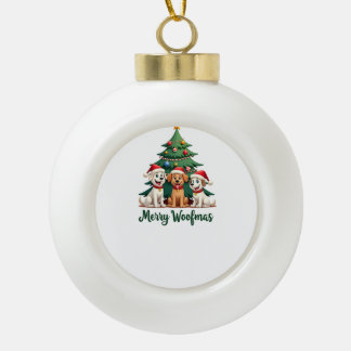 Fröhliche Woofmas (2) Keramik Kugel-Ornament