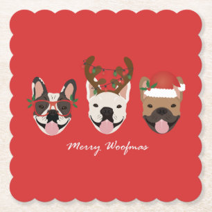 Fröhliche Woofmas Französische Bulldoggen Weihnach Untersetzer