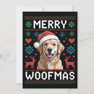 Fröhliche Woofmas Golden Retriever Weihnachtshut H Einladung
