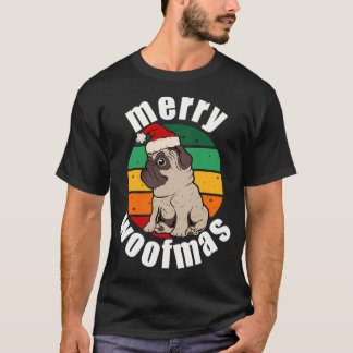 Fröhliche Woofmass Weihnachten Mops Hund T-Shirt