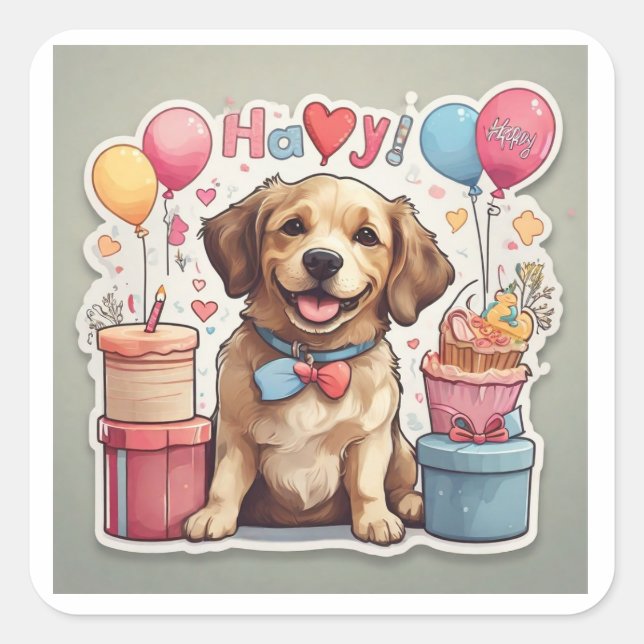 Fröhliche Wünsche Quadratischer Aufkleber (Vorderseite)