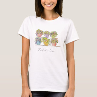 Fröhliche Wurzeln auf dem Markt für Liebe Blume T-Shirt