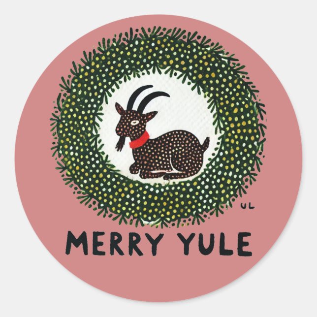 Fröhliche Yule-Ziege Runder Aufkleber (Vorderseite)