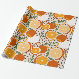 Fröhliche Zitrusfrüchte & Konfetti Retro-Küche Geschenkpapier