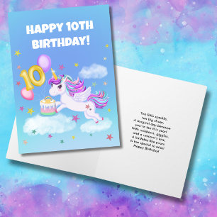 Fröhlicher 10. Geburtstag Einhorn mit Geburtstagsk Karte