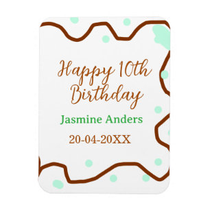 Fröhlicher 10. Geburtstag grüne pastellfarbene bra Magnet