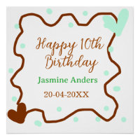 Fröhlicher 10. Geburtstag grüne pastellfarbene bra