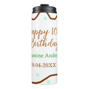 Fröhlicher 10. Geburtstag grüne pastellfarbene bra Thermosbecher