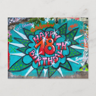 Fröhlicher 18. Geburtstag Graffiti Postkarte