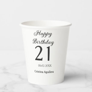 Fröhlicher 21. Geburtstag fett gedruckter einfache Pappbecher